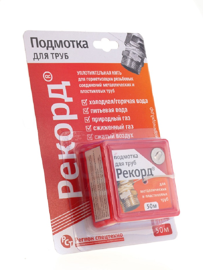 Нить для герметизации резьбы "Рекорд" (50 м) красная упаковка
